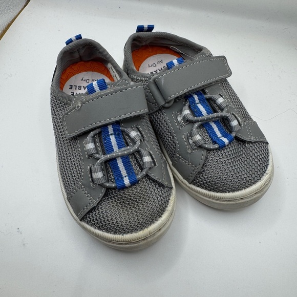 Sperry Gray and Blue Toddler 5 Boys Velcro Sneakers with Breathable Mesh - Picture 1 of 8